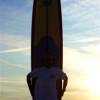 Arjen @ the looooongest board ever @ Windsurfing Renesse @ sunset @ da Brouwersdam