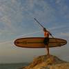 Arjen & the 12'2 wooden stand up paddle Starboard @ da Brouwersdam