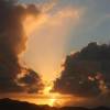 Sun setting on the British Virgin Islands halfway between Anegada and Tortola