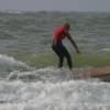 Arjen riding his Fanatic 9'0 woody longboard@Renesse Northshore 02.07.03