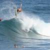 Kelly Slater jumping in front of the photographer @ Bathsheba Barbados 03.02.05