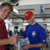Maarten&Mario checking da tickets@Airport Barbados