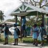School children waiting for de bus @ Barbados