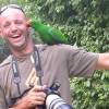 Arjen being attacked by a Green Parrot @ Graeme Hall Barbados