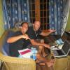 Diony & Arjen going through the pics @ Seascape Beachhouse Barbados