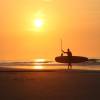 Arjen and his stand up paddle board in the sunset @ Renesse's Northshore