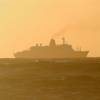 Cruiseliner in the sunrise @ Seascape Beach House Barbados