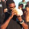 Last years winner Oistins man Robert blowing the conch @ the Barbados Watermen Festival 2008 