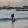 Arjen riding a small wave in the Carlisle Bay Bridgetown Barbados