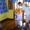 Sander cleaning @ Seascape Beachhouse Barbados