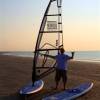 Stefan ready to go windsurfing on the new Starboard sup boards