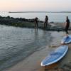 Sup boards at the beach of the Brouwersdam