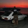 Stefan packing the supboards on the car @ da Brouwersdam
