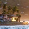Tortola's northshore drive in the sunset