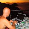 Arjen @ work in Tortola, online surfshop open 24/7...