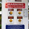 Warning sign at the beach of Josiah's Bay Tortola